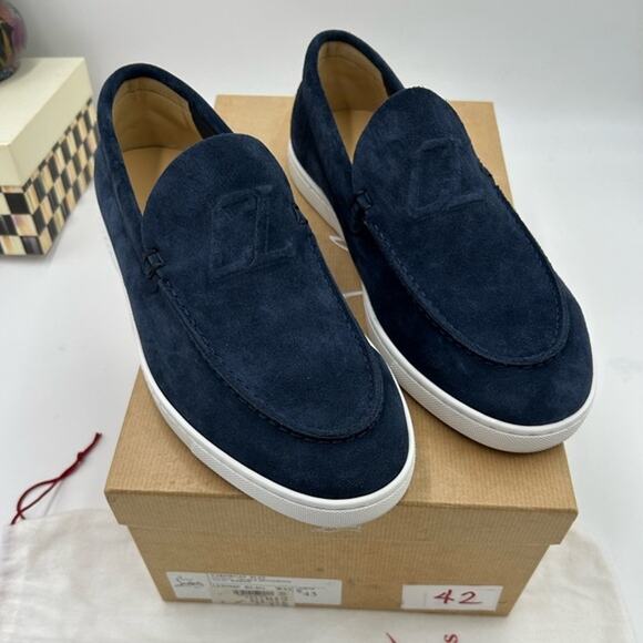 Men's Christian Louboutin varsiboat suede loafers size 43 made in Italy - Picture 1 of 13